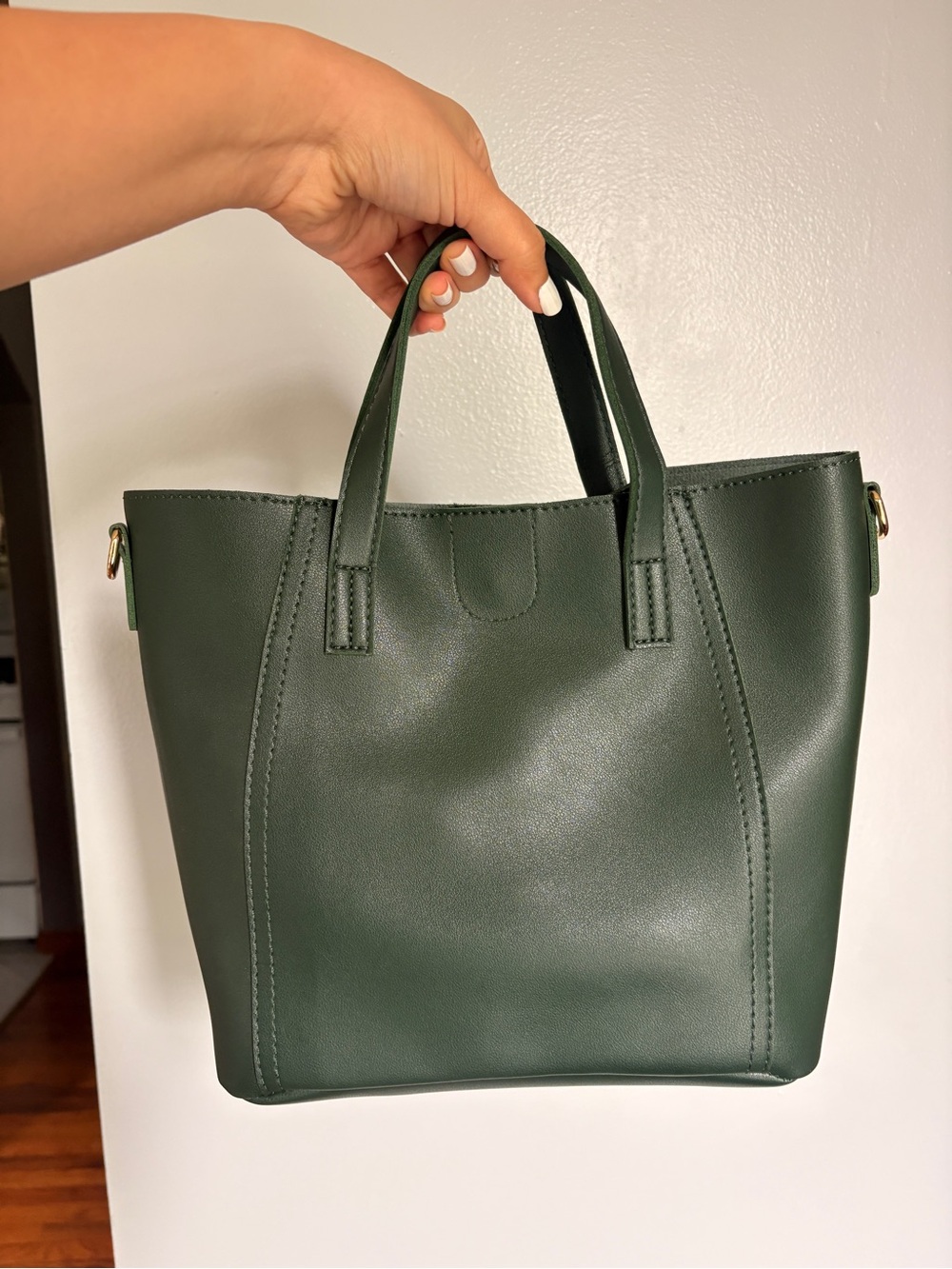 Classic Structured Tote/crossbody Bag - Dark Forest Green
